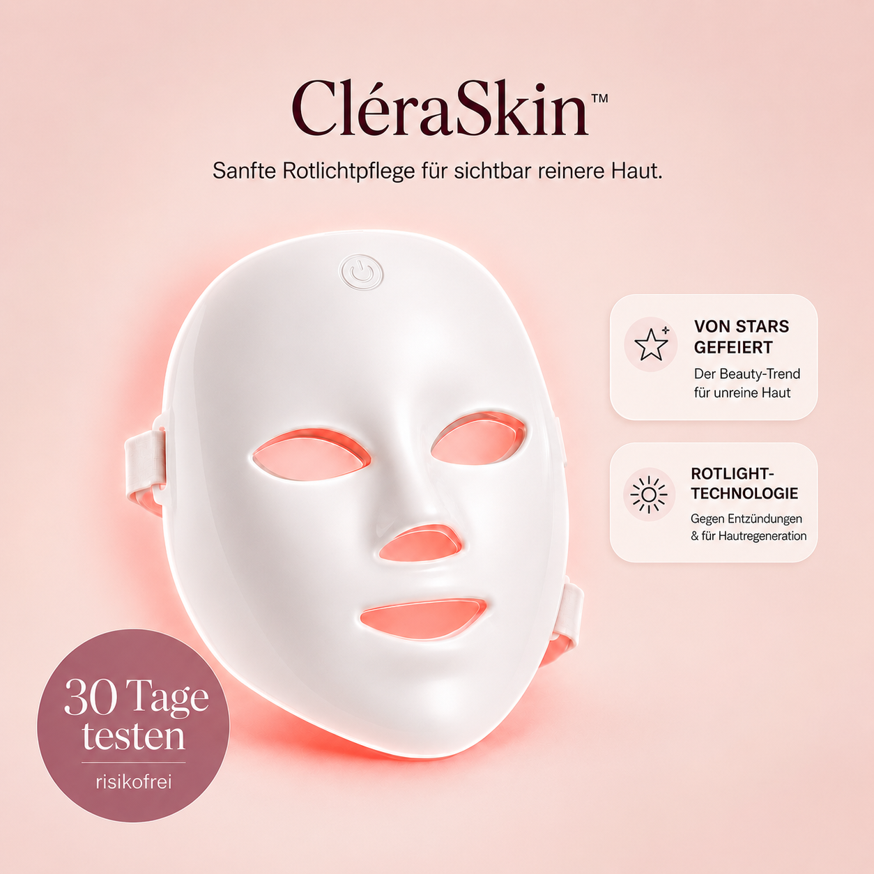 CleraSkin - Akne-Gesichtsmaske mit Rotlicht